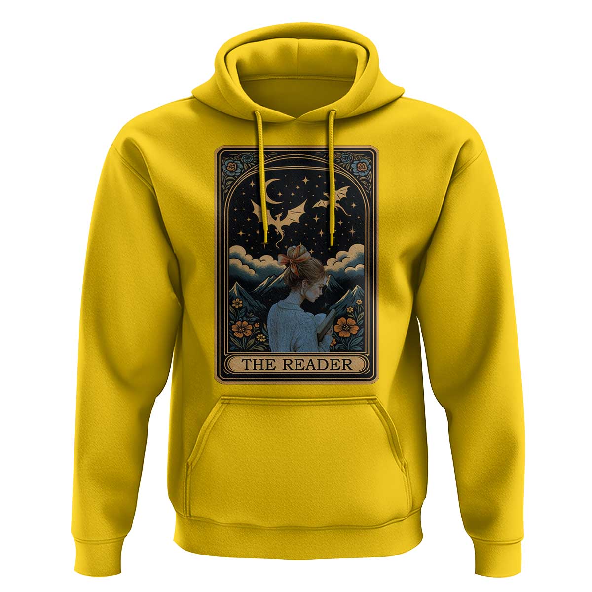 Funny The Reader Tarot Card Hoodie Girl Reading Fantasy Book - Wonder Print Shop