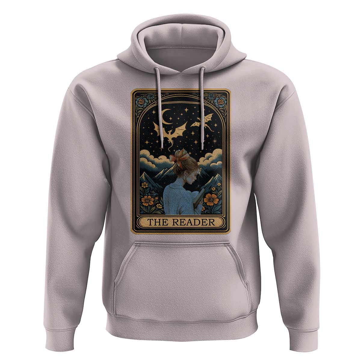 Funny The Reader Tarot Card Hoodie Girl Reading Fantasy Book - Wonder Print Shop