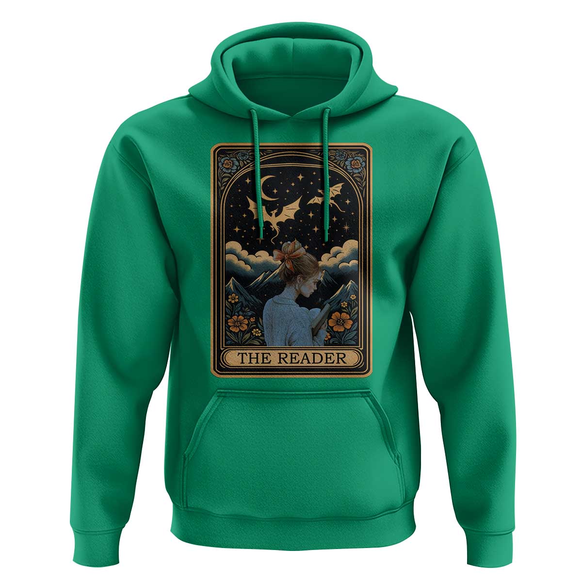 Funny The Reader Tarot Card Hoodie Girl Reading Fantasy Book - Wonder Print Shop