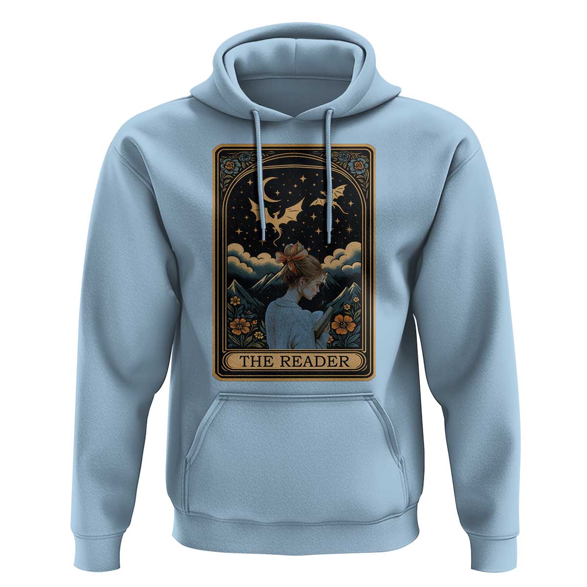 Funny The Reader Tarot Card Hoodie Girl Reading Fantasy Book - Wonder Print Shop