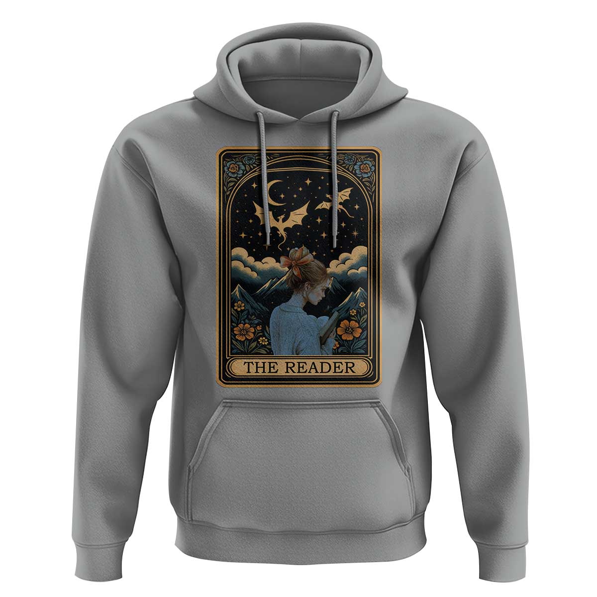 Funny The Reader Tarot Card Hoodie Girl Reading Fantasy Book - Wonder Print Shop