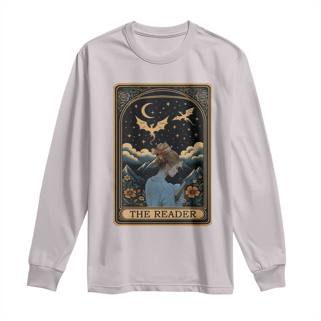 Funny The Reader Tarot Card Long Sleeve Shirt Girl Reading Fantasy Book - Wonder Print Shop