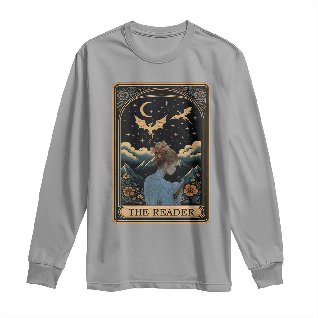 Funny The Reader Tarot Card Long Sleeve Shirt Girl Reading Fantasy Book - Wonder Print Shop