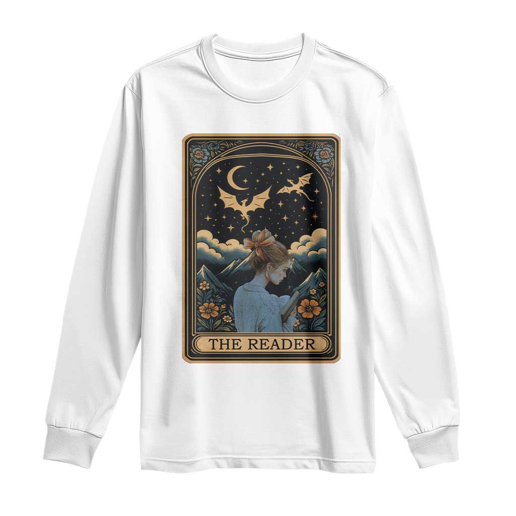 Funny The Reader Tarot Card Long Sleeve Shirt Girl Reading Fantasy Book - Wonder Print Shop