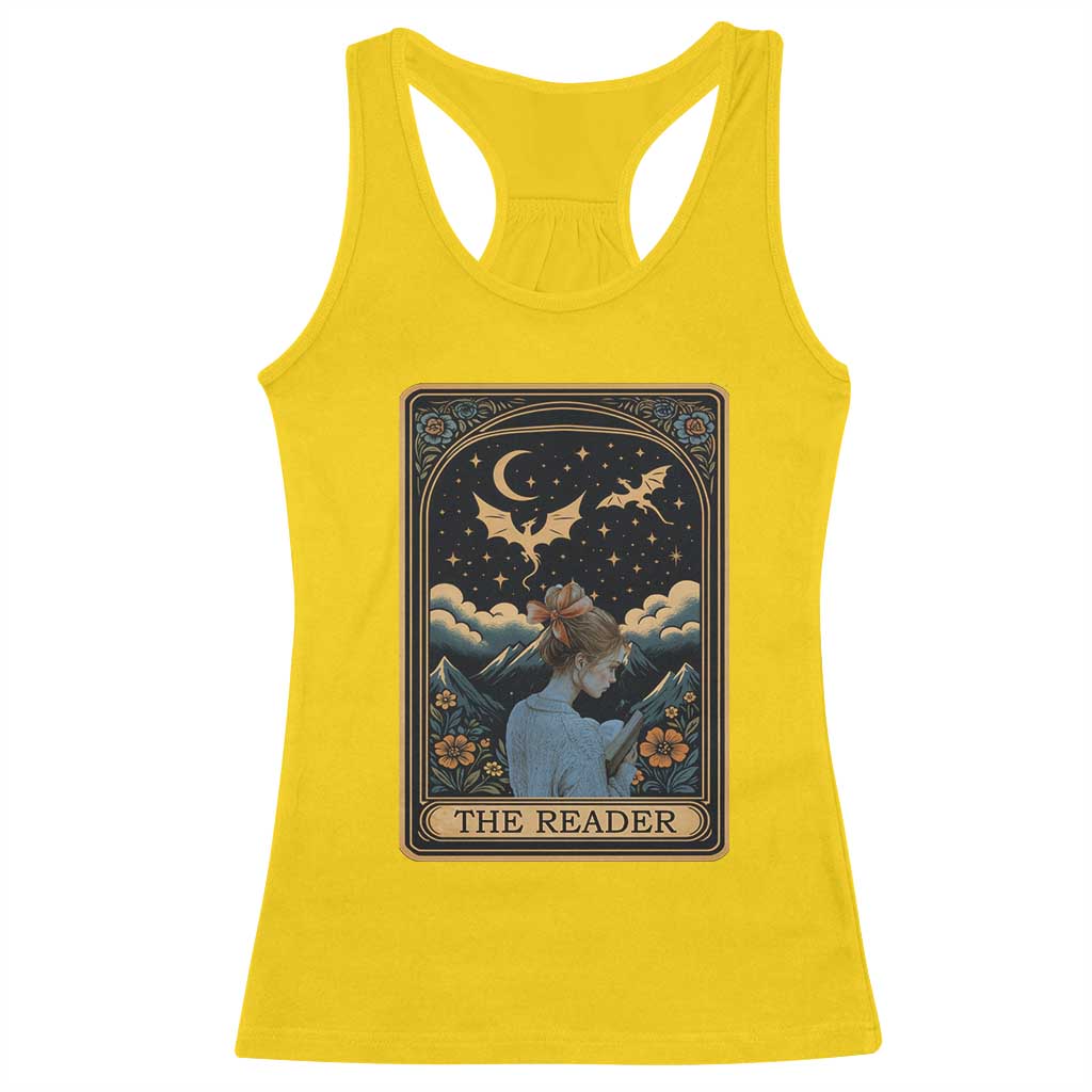 Funny The Reader Tarot Card Racerback Tank Top Girl Reading Fantasy Book - Wonder Print Shop