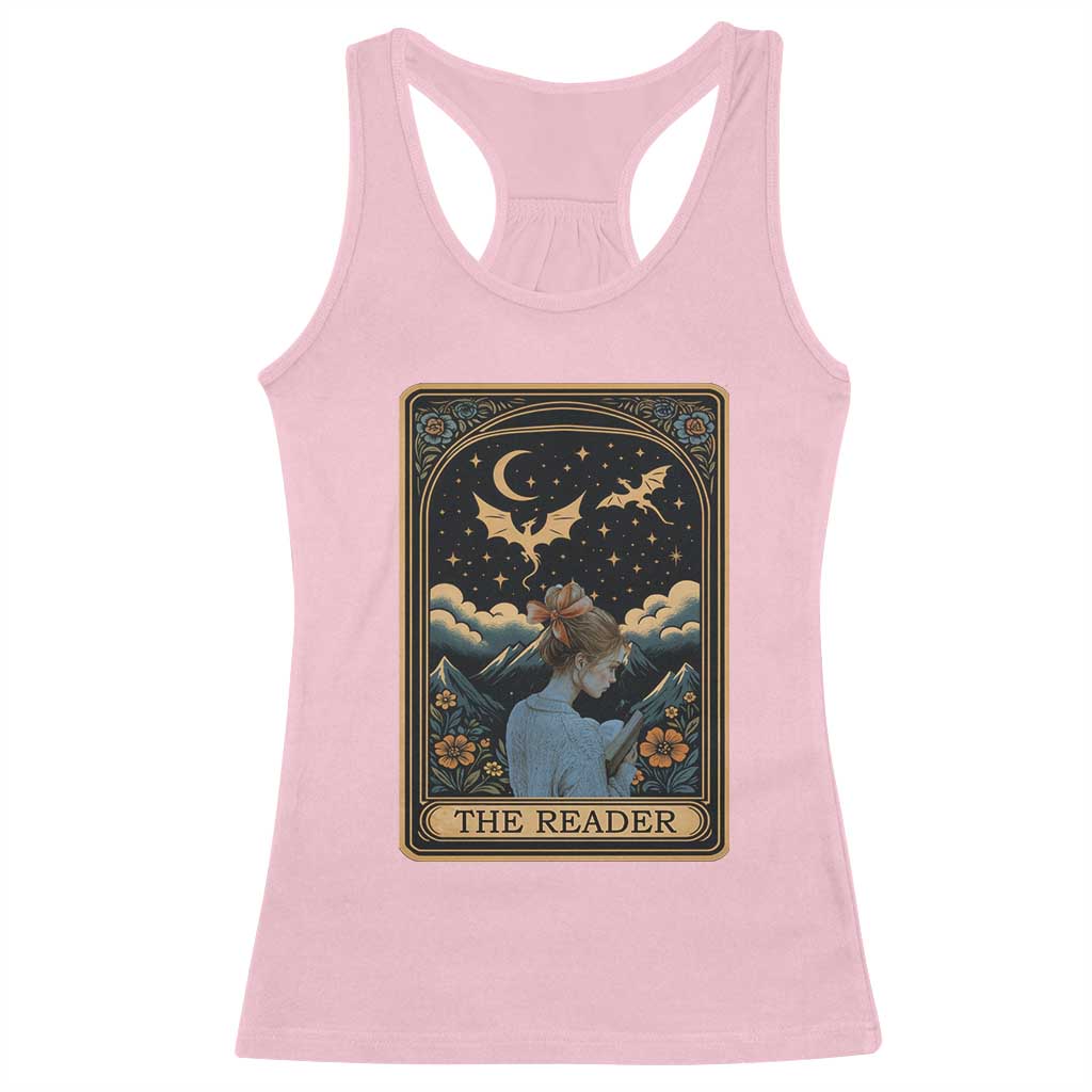 Funny The Reader Tarot Card Racerback Tank Top Girl Reading Fantasy Book - Wonder Print Shop