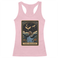 Funny The Reader Tarot Card Racerback Tank Top Girl Reading Fantasy Book - Wonder Print Shop