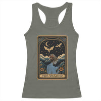 Funny The Reader Tarot Card Racerback Tank Top Girl Reading Fantasy Book - Wonder Print Shop