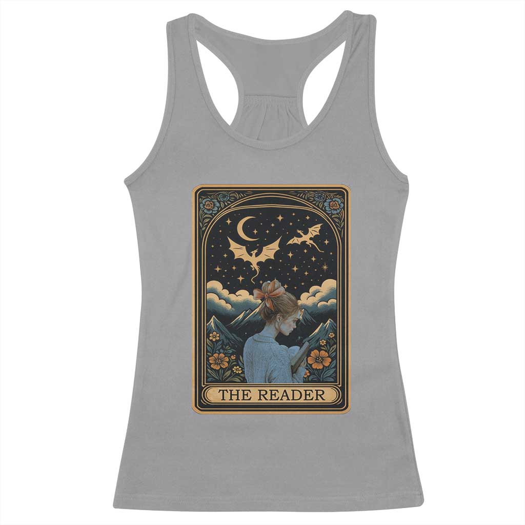 Funny The Reader Tarot Card Racerback Tank Top Girl Reading Fantasy Book - Wonder Print Shop
