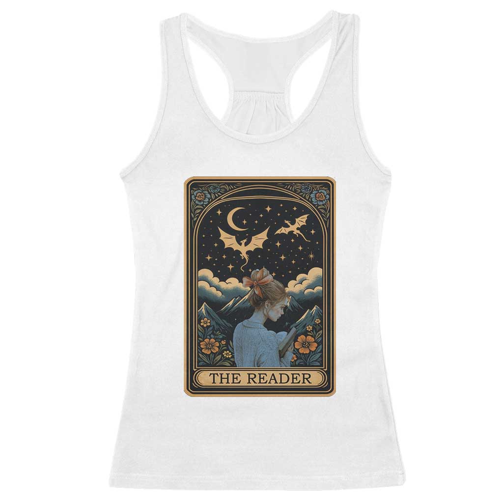Funny The Reader Tarot Card Racerback Tank Top Girl Reading Fantasy Book - Wonder Print Shop