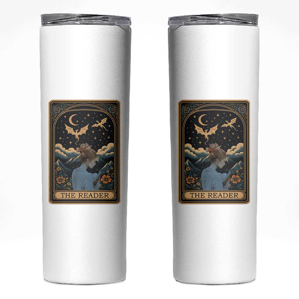 Funny The Reader Tarot Card Skinny Tumbler Girl Reading Fantasy Book