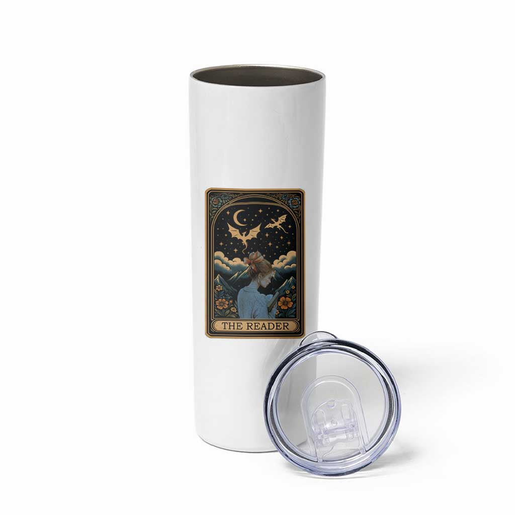 Funny The Reader Tarot Card Skinny Tumbler Girl Reading Fantasy Book