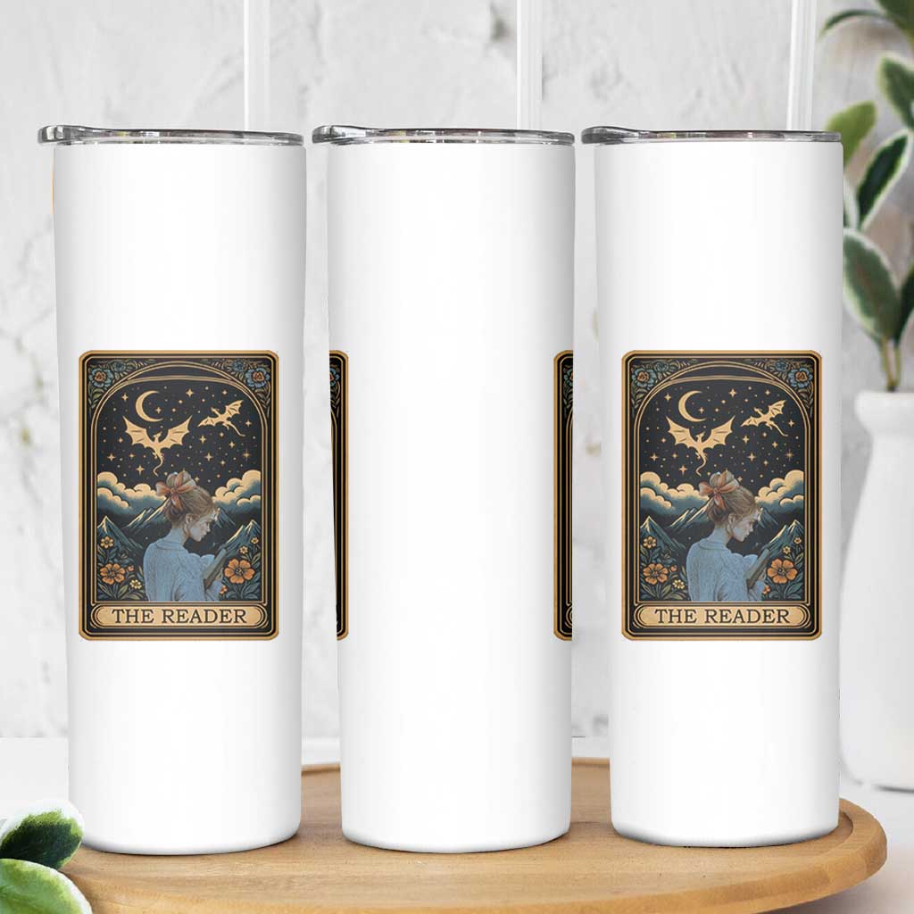 Funny The Reader Tarot Card Skinny Tumbler Girl Reading Fantasy Book
