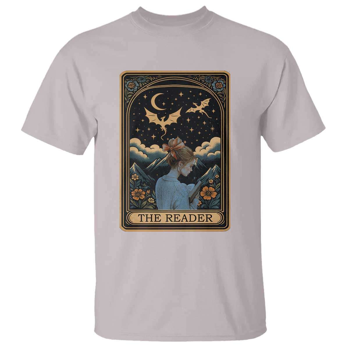 Funny The Reader Tarot Card T Shirt Girl Reading Fantasy Book - Wonder Print Shop