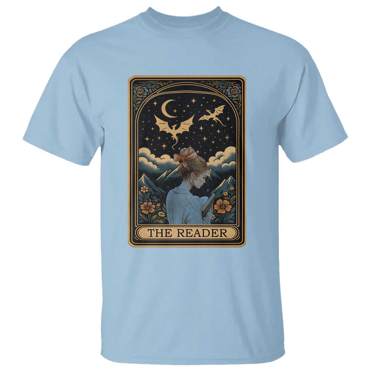 Funny The Reader Tarot Card T Shirt Girl Reading Fantasy Book - Wonder Print Shop