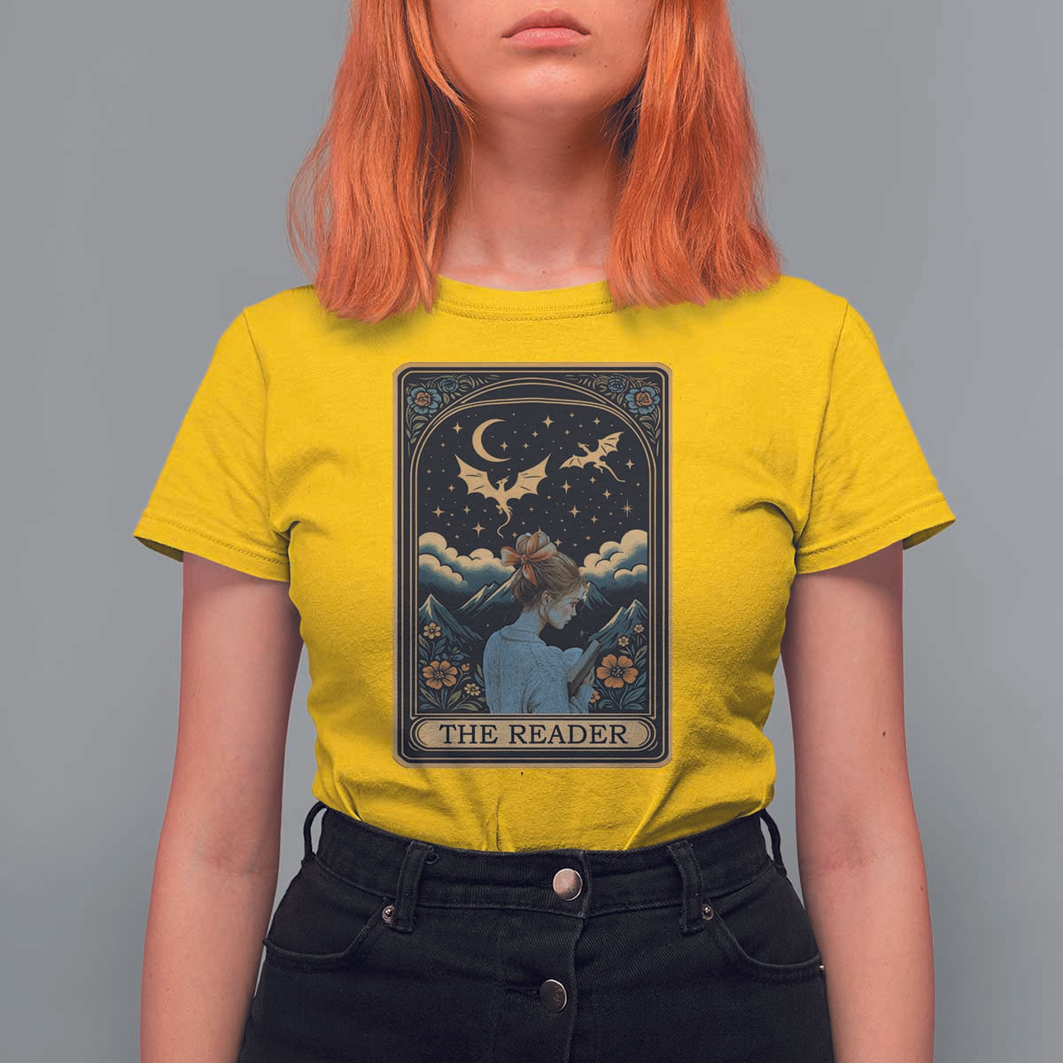 Funny The Reader Tarot Card T Shirt For Women Girl Reading Fantasy Book - Wonder Print Shop