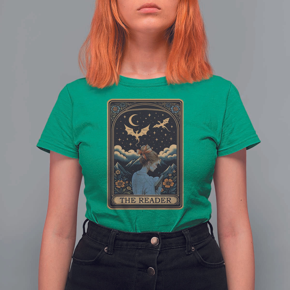 Funny The Reader Tarot Card T Shirt For Women Girl Reading Fantasy Book - Wonder Print Shop