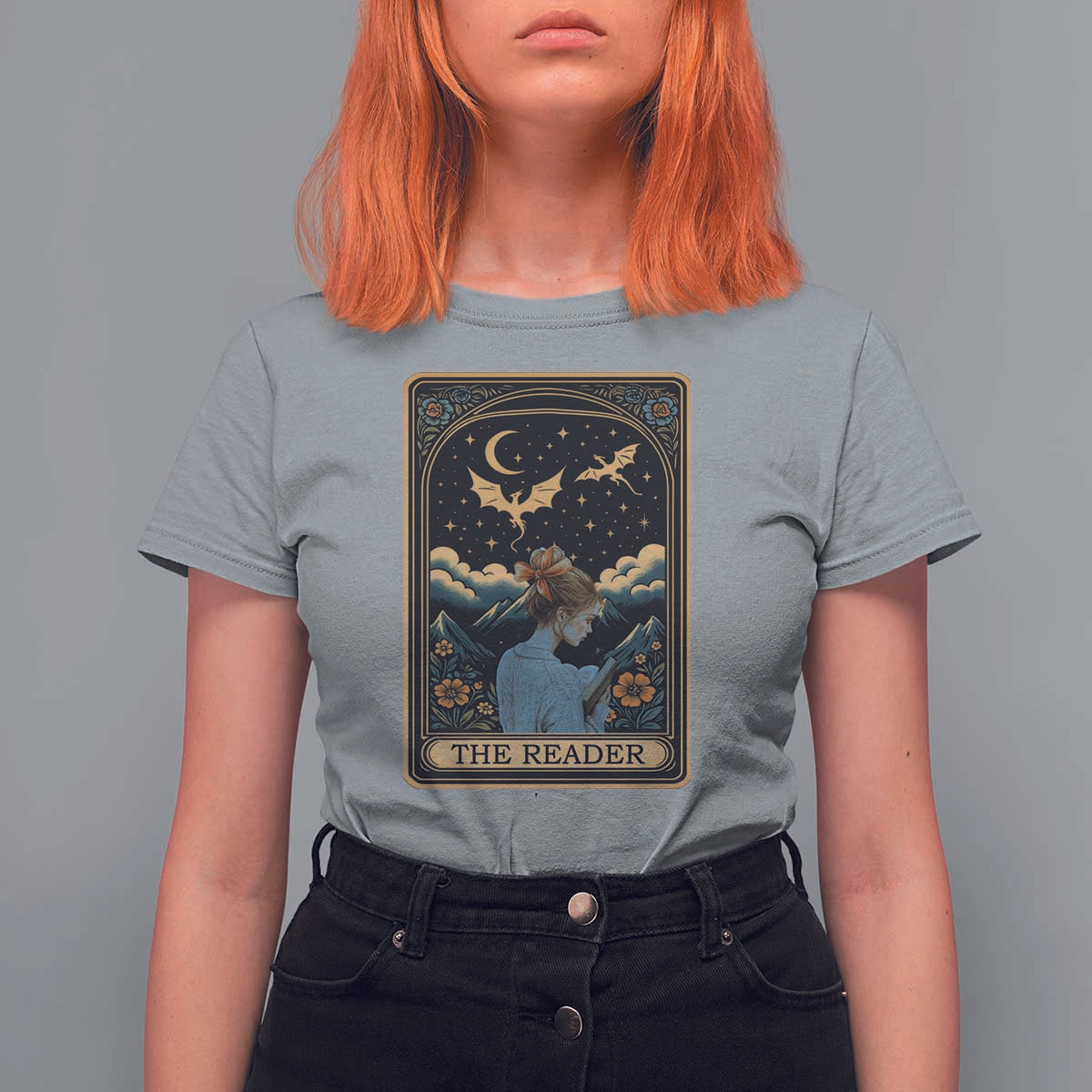 Funny The Reader Tarot Card T Shirt For Women Girl Reading Fantasy Book - Wonder Print Shop