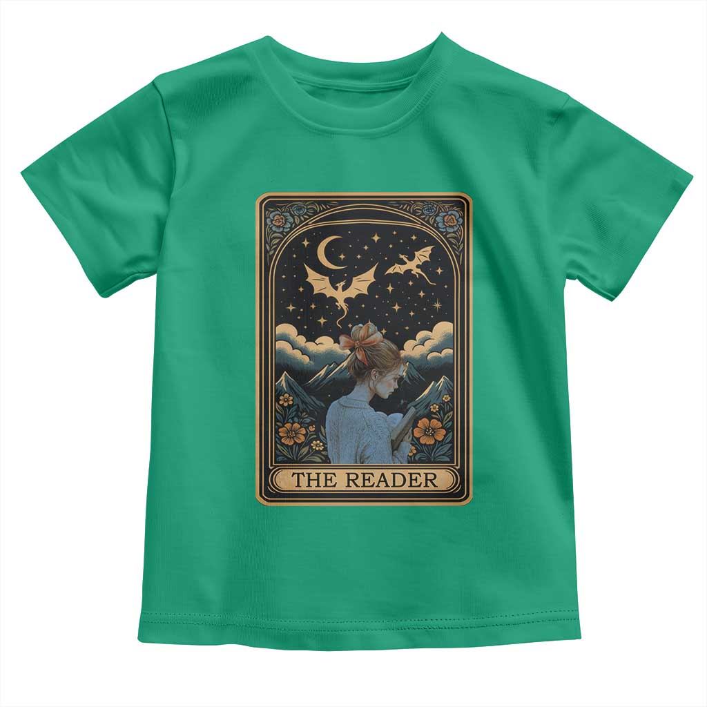 Funny The Reader Tarot Card Toddler T Shirt Girl Reading Fantasy Book - Wonder Print Shop