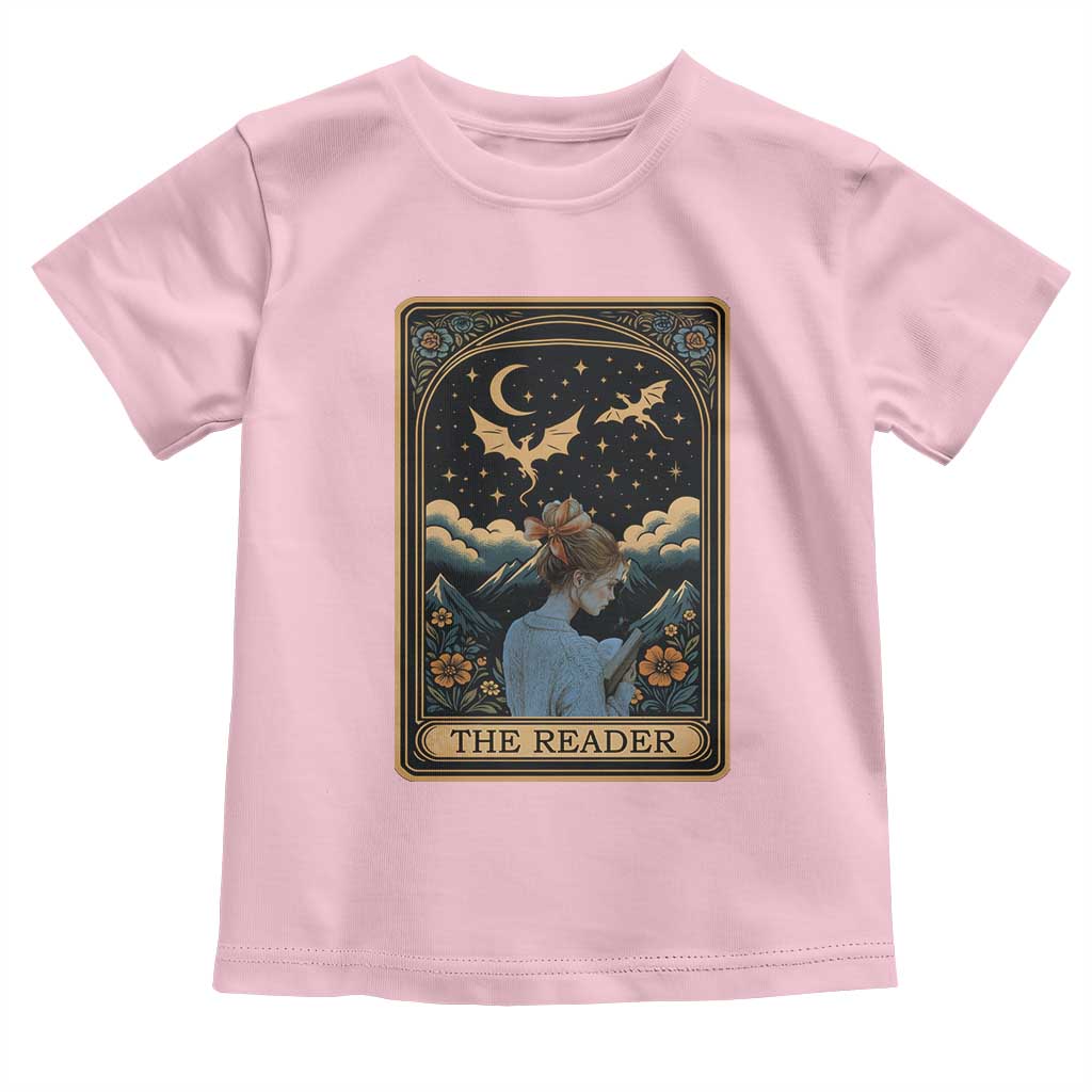 Funny The Reader Tarot Card Toddler T Shirt Girl Reading Fantasy Book - Wonder Print Shop