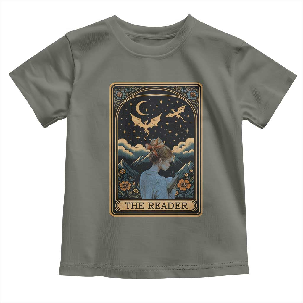 Funny The Reader Tarot Card Toddler T Shirt Girl Reading Fantasy Book - Wonder Print Shop