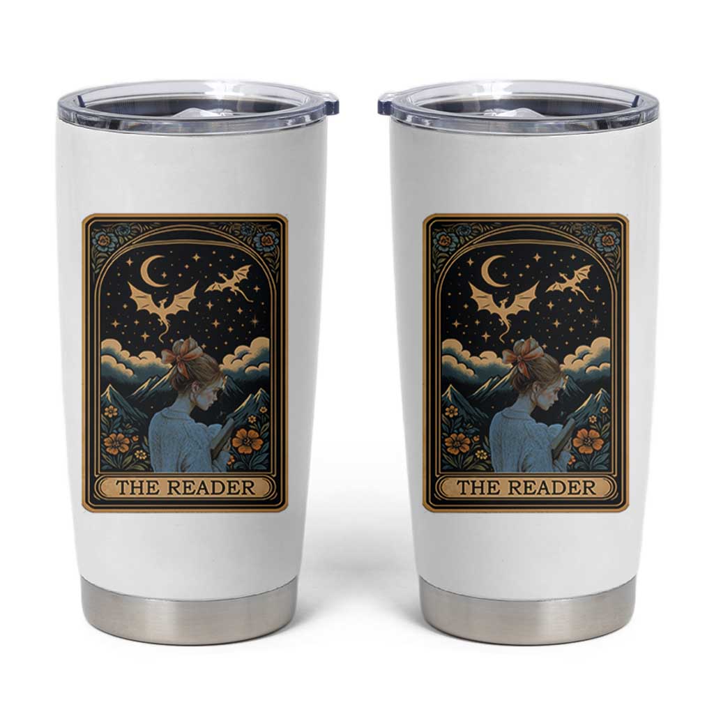Funny The Reader Tarot Card Tumbler Cup Girl Reading Fantasy Book