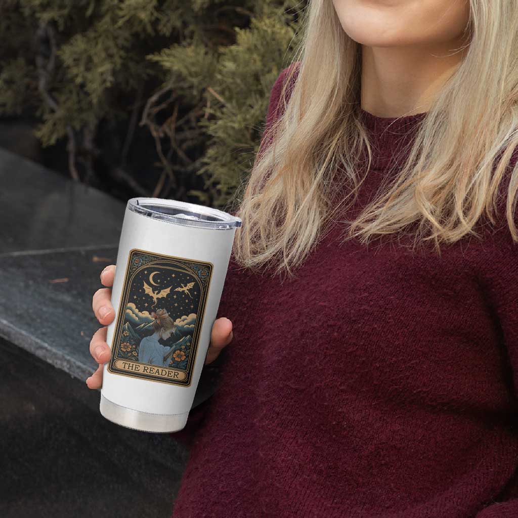 Funny The Reader Tarot Card Tumbler Cup Girl Reading Fantasy Book