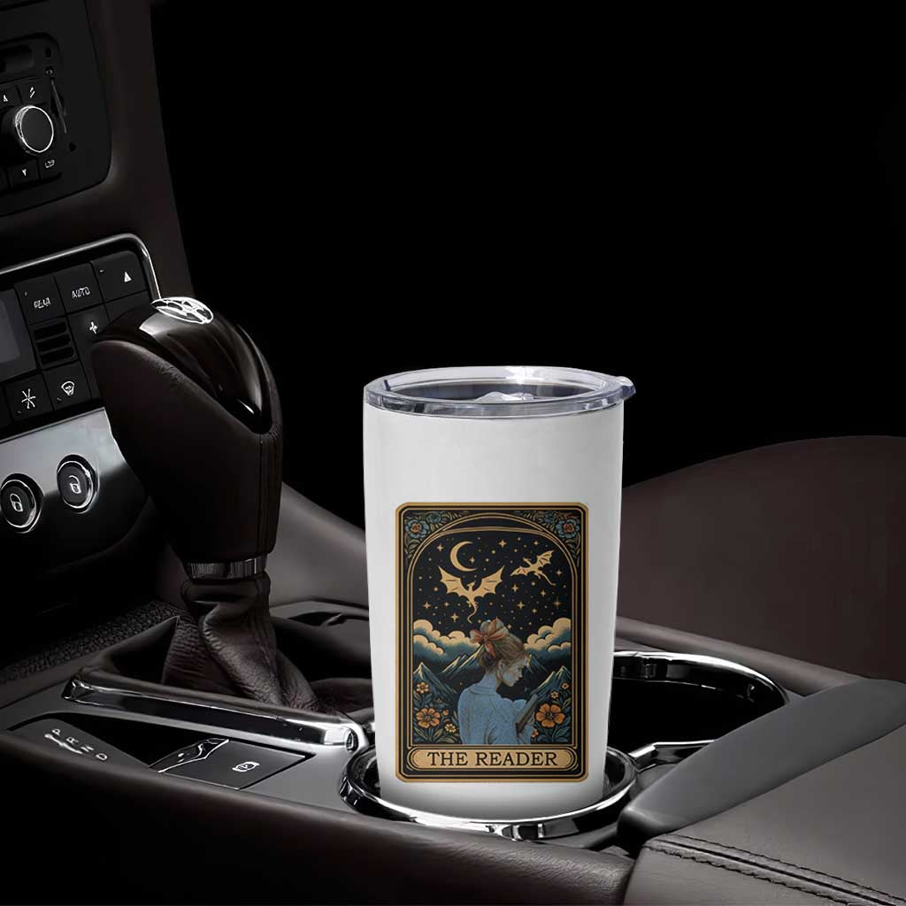 Funny The Reader Tarot Card Tumbler Cup Girl Reading Fantasy Book