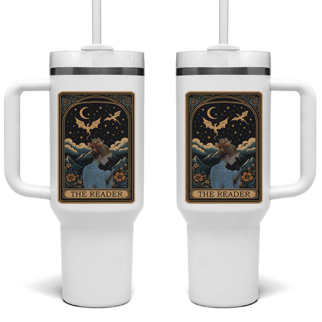 Funny The Reader Tarot Card Tumbler With Handle Girl Reading Fantasy Book