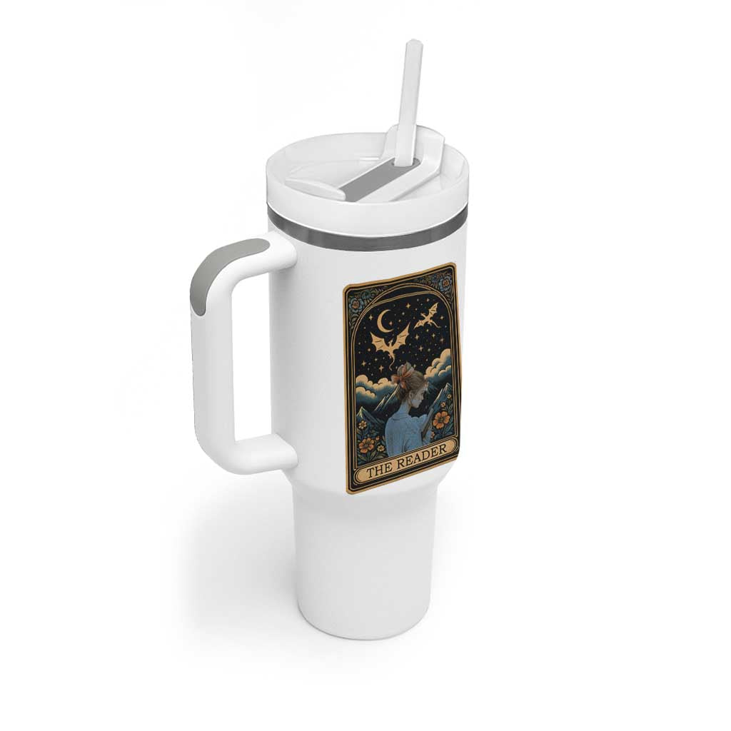 Funny The Reader Tarot Card Tumbler With Handle Girl Reading Fantasy Book