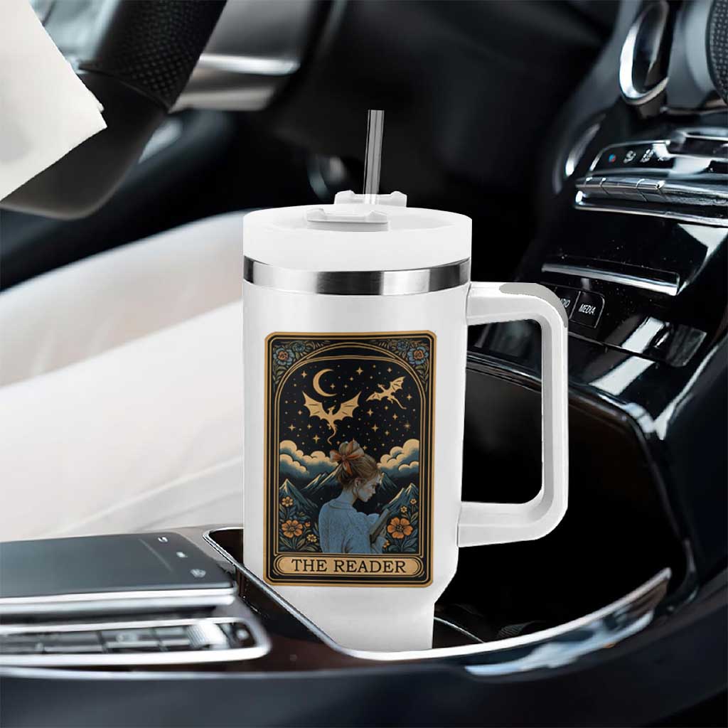 Funny The Reader Tarot Card Tumbler With Handle Girl Reading Fantasy Book
