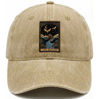 Funny The Reader Tarot Card Washed Cotton Baseball Cap Girl Reading Fantasy Book