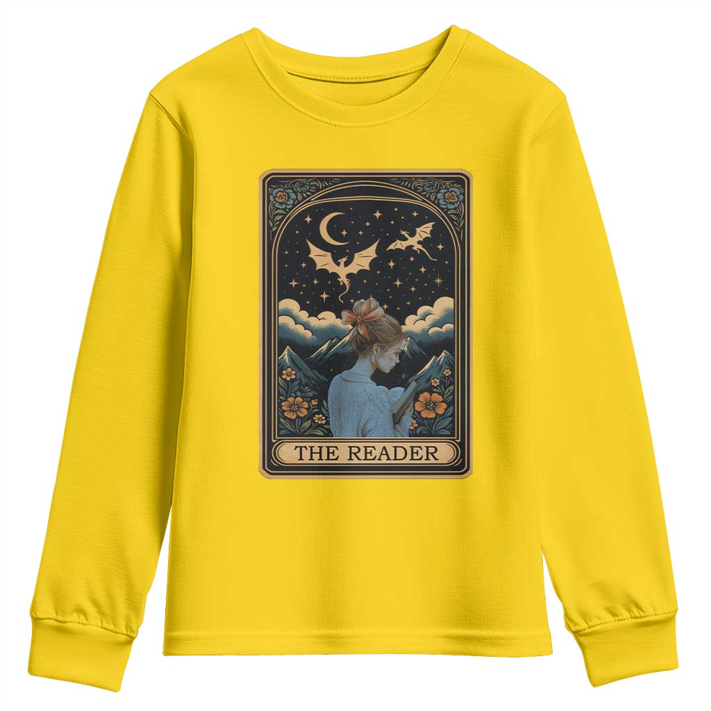 Funny The Reader Tarot Card Youth Sweatshirt Girl Reading Fantasy Book - Wonder Print Shop