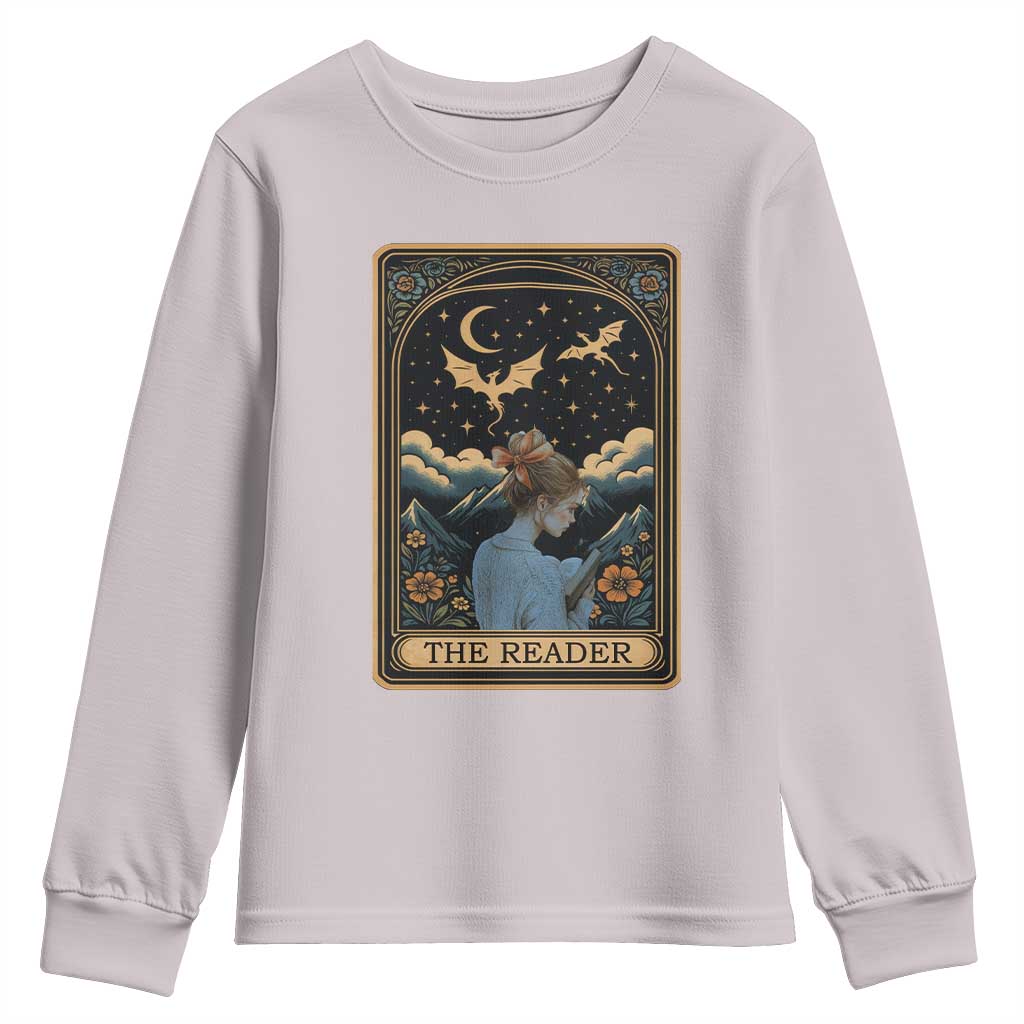 Funny The Reader Tarot Card Youth Sweatshirt Girl Reading Fantasy Book - Wonder Print Shop