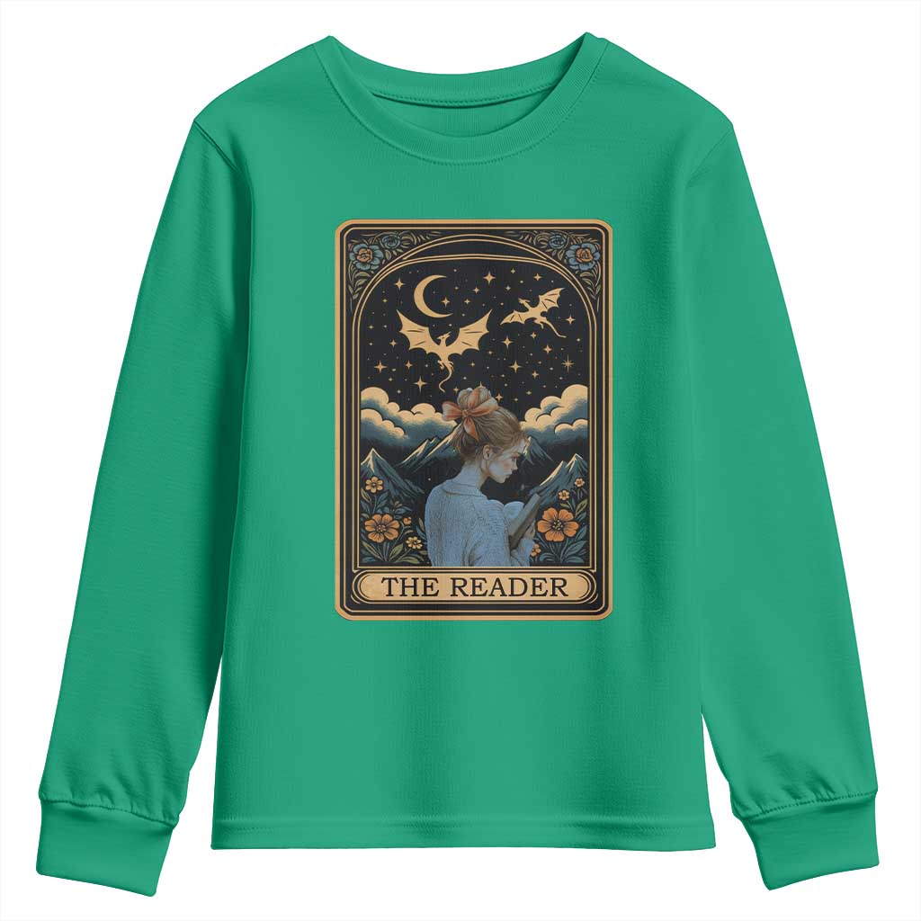 Funny The Reader Tarot Card Youth Sweatshirt Girl Reading Fantasy Book - Wonder Print Shop
