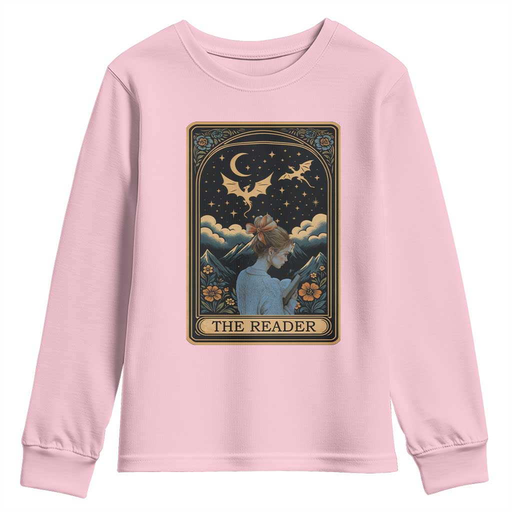 Funny The Reader Tarot Card Youth Sweatshirt Girl Reading Fantasy Book - Wonder Print Shop