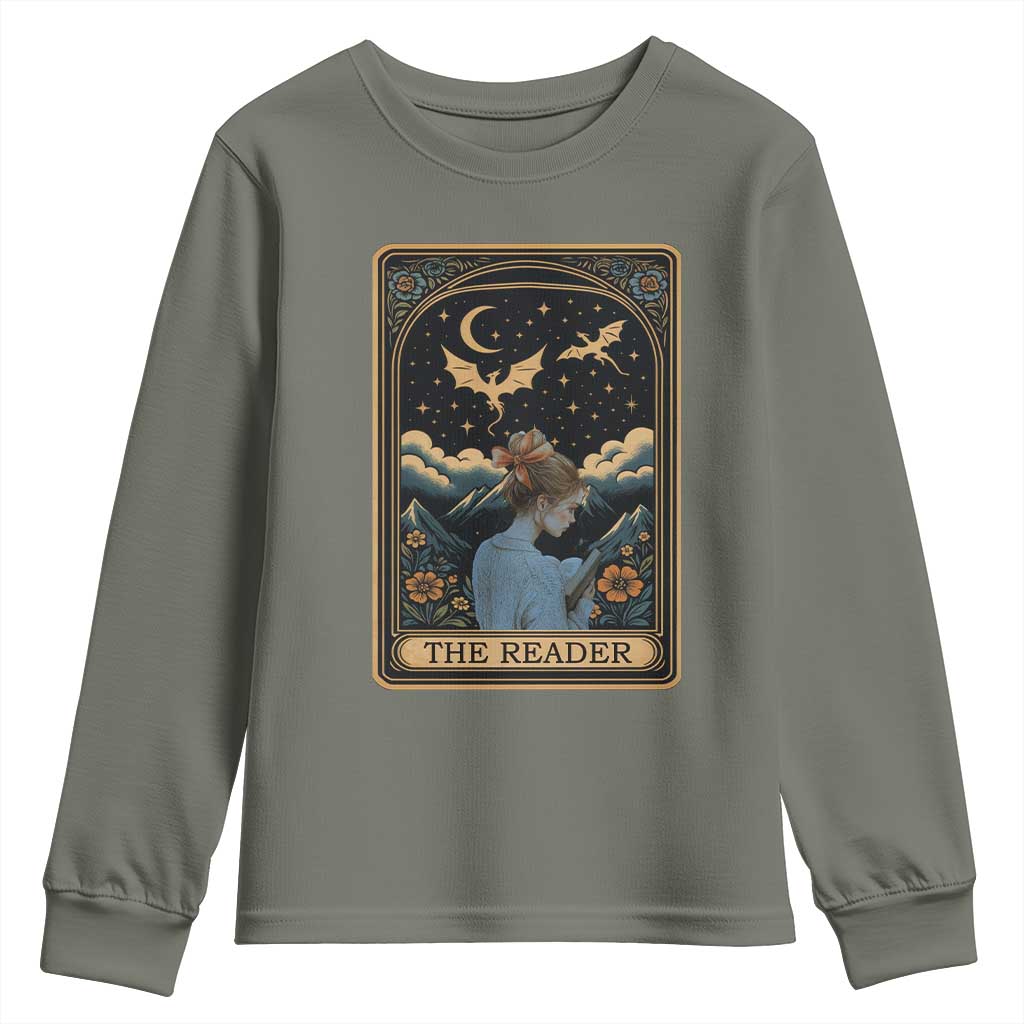 Funny The Reader Tarot Card Youth Sweatshirt Girl Reading Fantasy Book - Wonder Print Shop