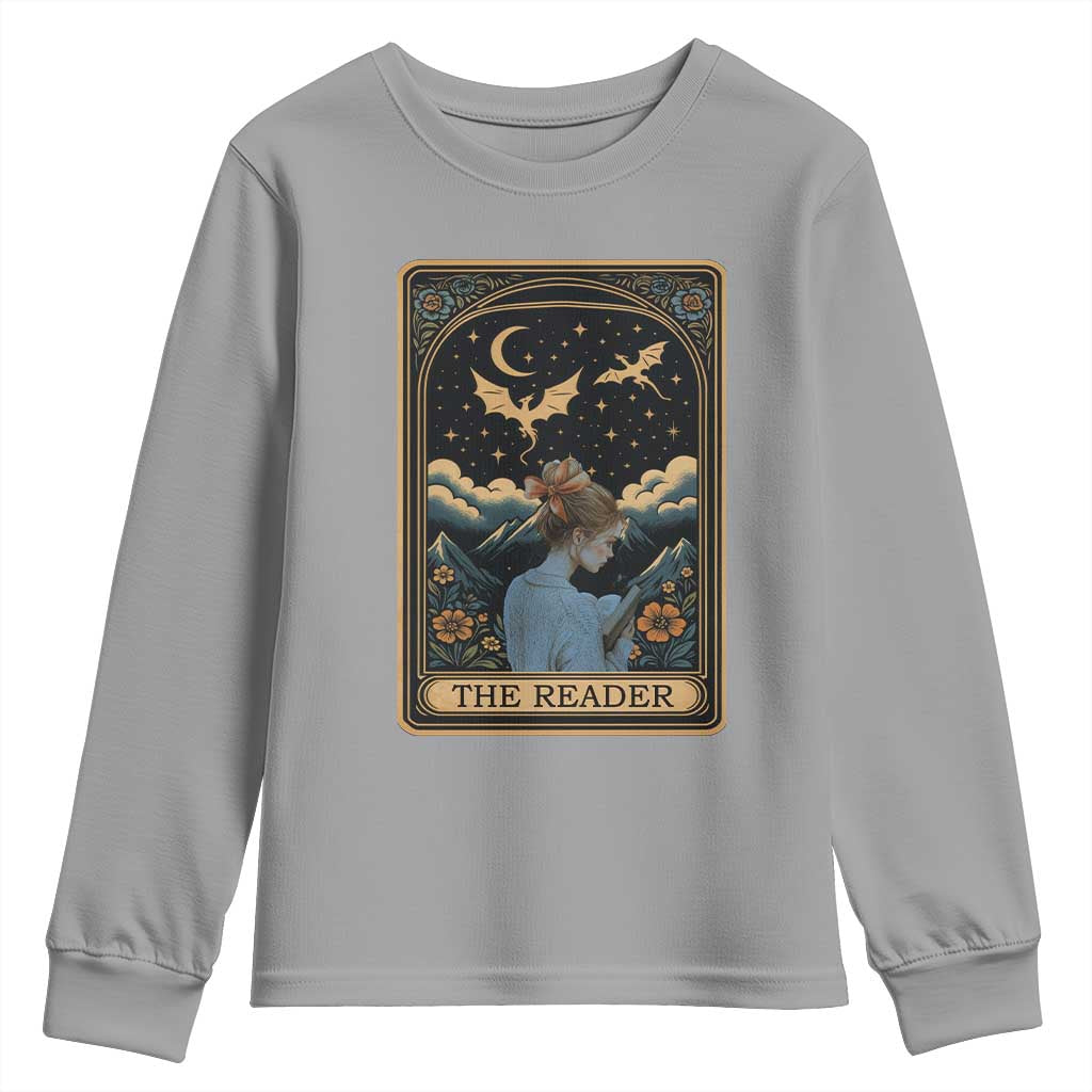 Funny The Reader Tarot Card Youth Sweatshirt Girl Reading Fantasy Book - Wonder Print Shop