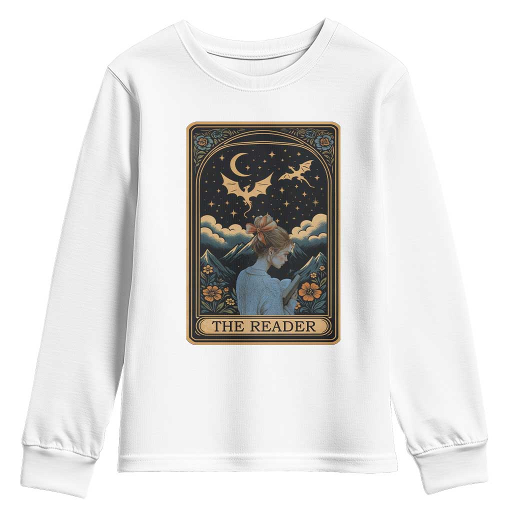 Funny The Reader Tarot Card Youth Sweatshirt Girl Reading Fantasy Book - Wonder Print Shop