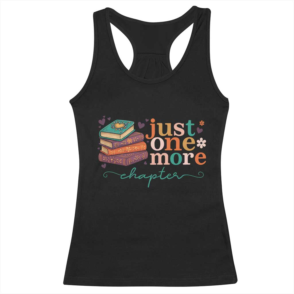 Just One More Chapter Racerback Tank Top Cute Pastel Bookworm Girl Reader - Wonder Print Shop