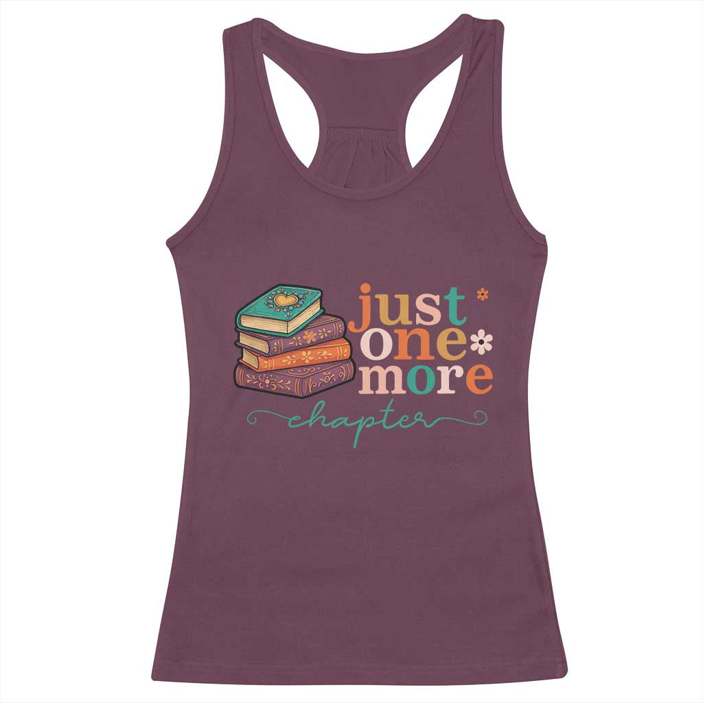 Just One More Chapter Racerback Tank Top Cute Pastel Bookworm Girl Reader - Wonder Print Shop