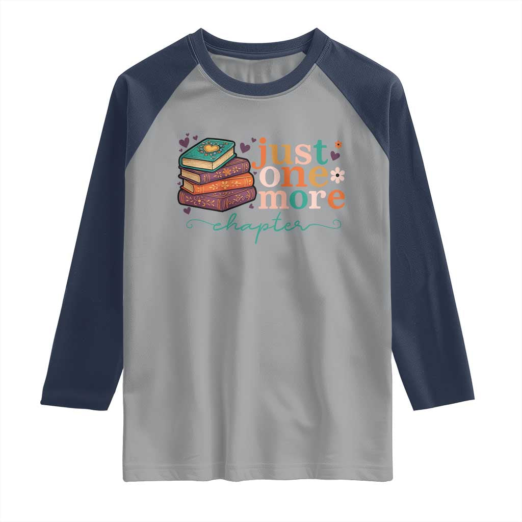 Just One More Chapter Raglan Shirt Cute Pastel Bookworm Girl Reader - Wonder Print Shop
