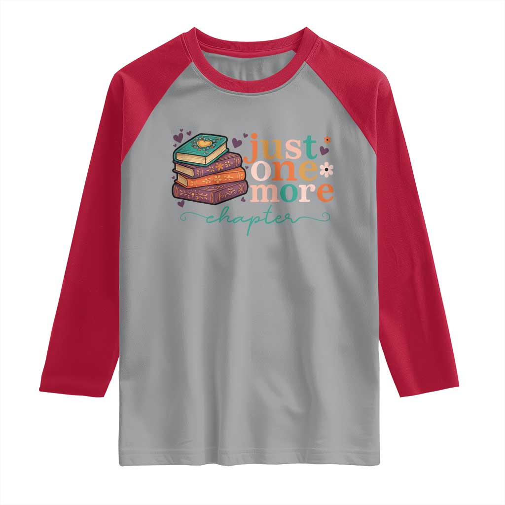 Just One More Chapter Raglan Shirt Cute Pastel Bookworm Girl Reader - Wonder Print Shop