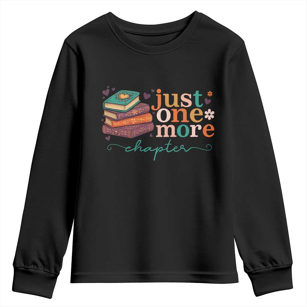 Just One More Chapter Youth Sweatshirt Cute Pastel Bookworm Girl Reader - Wonder Print Shop