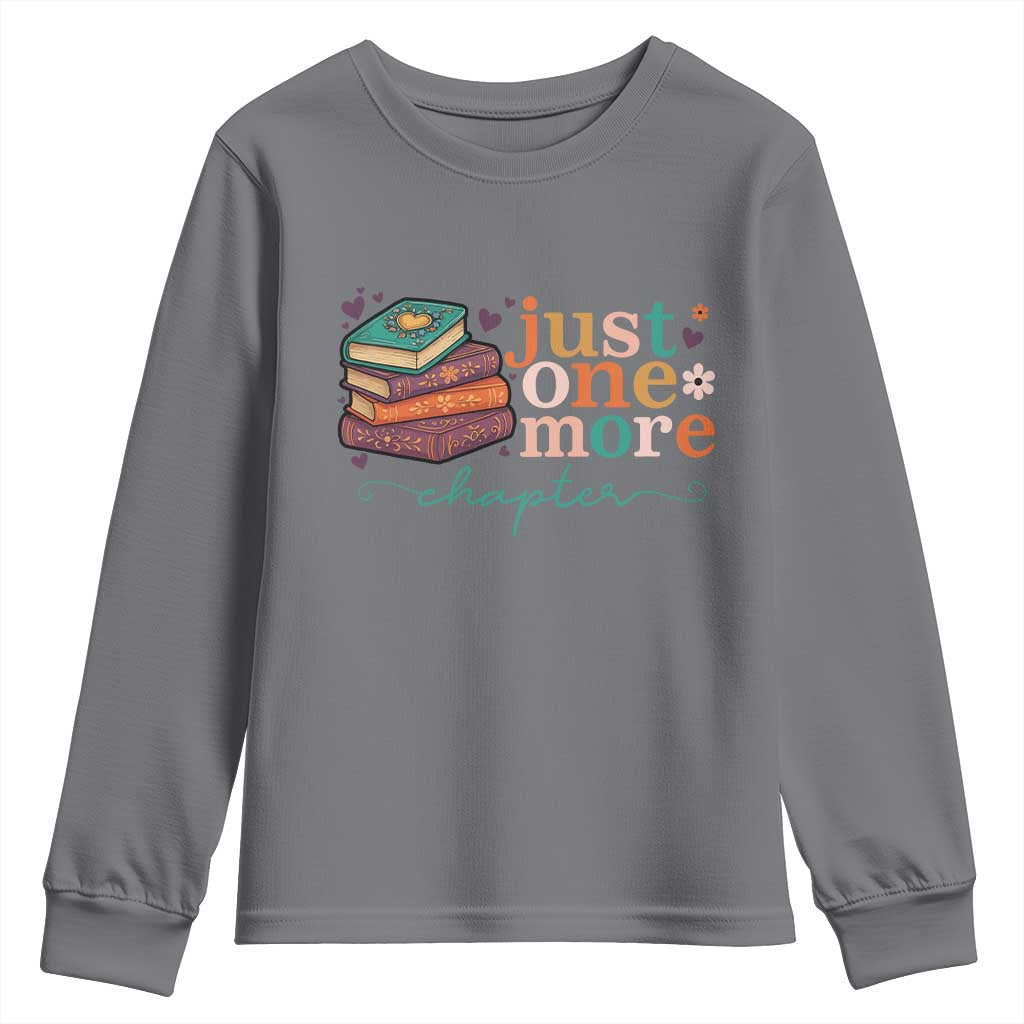 Just One More Chapter Youth Sweatshirt Cute Pastel Bookworm Girl Reader - Wonder Print Shop