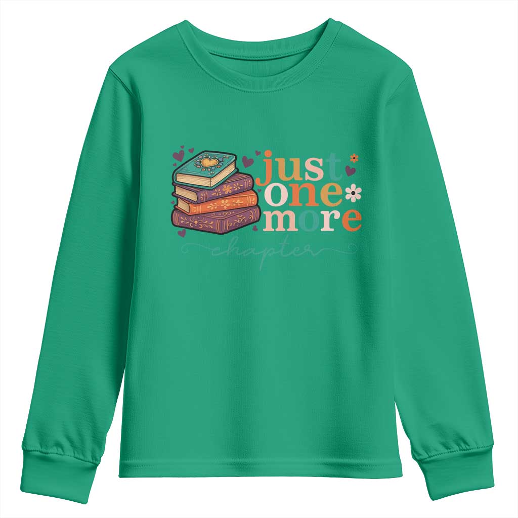 Just One More Chapter Youth Sweatshirt Cute Pastel Bookworm Girl Reader - Wonder Print Shop