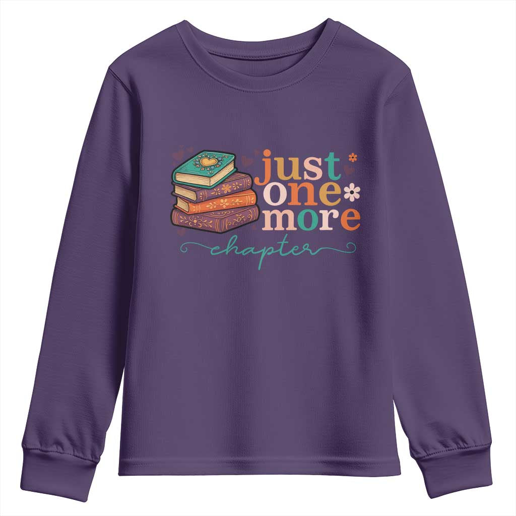 Just One More Chapter Youth Sweatshirt Cute Pastel Bookworm Girl Reader - Wonder Print Shop