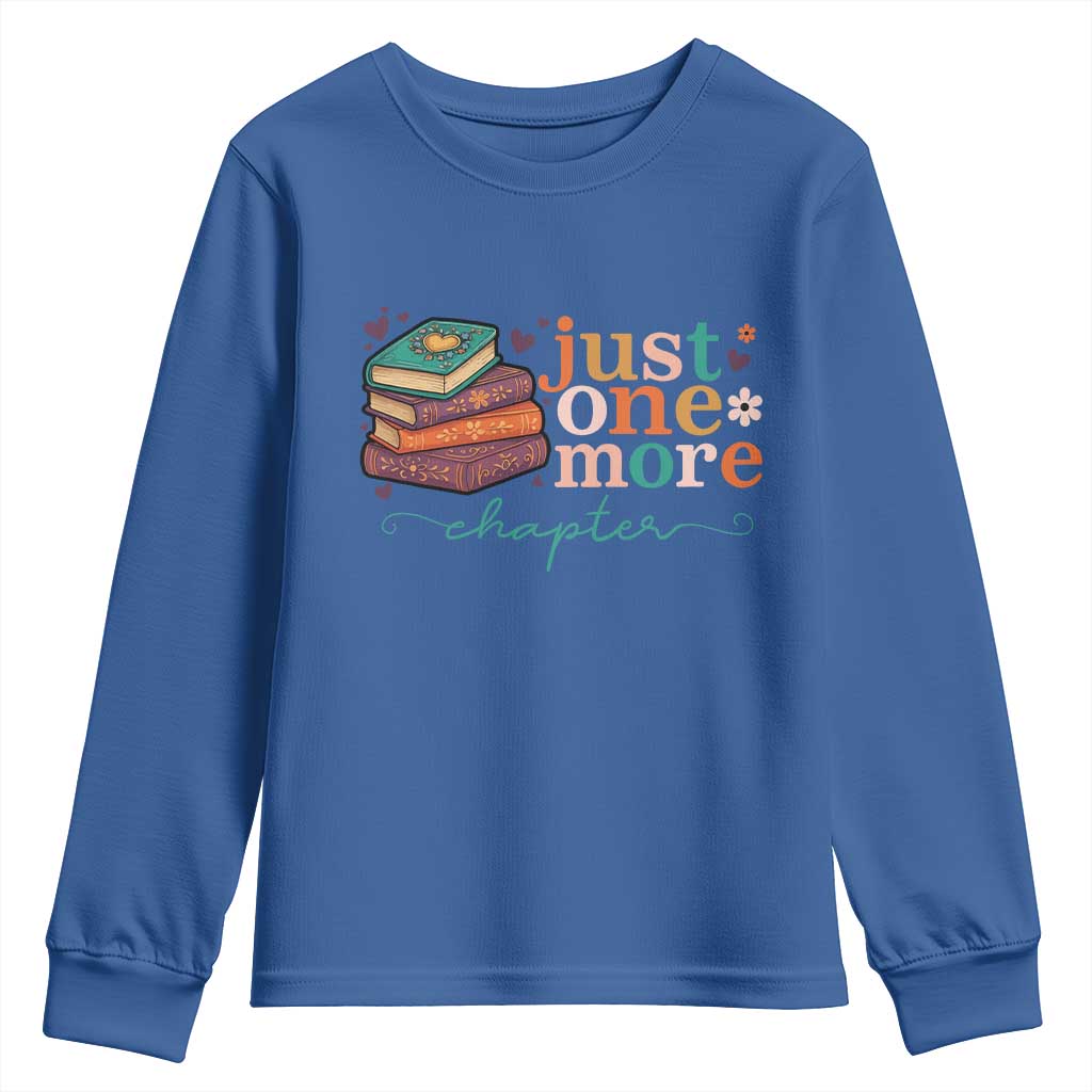 Just One More Chapter Youth Sweatshirt Cute Pastel Bookworm Girl Reader - Wonder Print Shop
