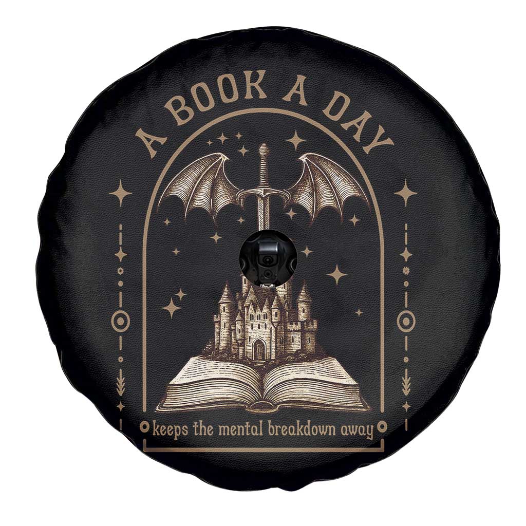 Fantasy Book Lover Spare Tire Cover A Book A Day Keeps The Mental Breakdown Away - Wonder Print Shop