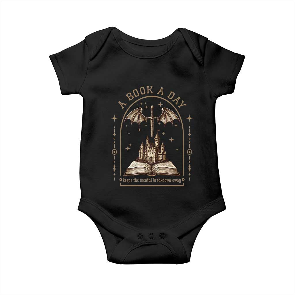 Fantasy Book Lover Baby Onesie A Book A Day Keeps The Mental Breakdown Away - Wonder Print Shop